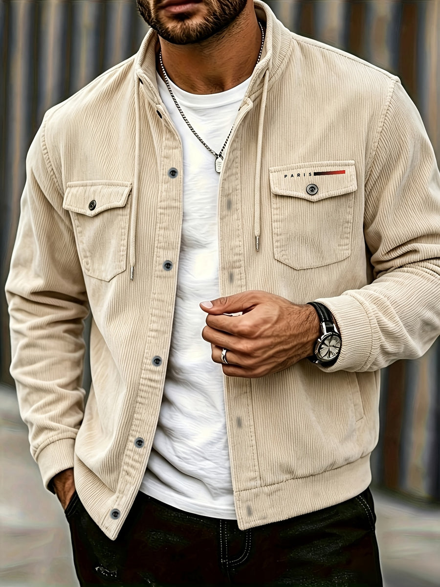 Autumn/Winter New Corduroy Jacket, Casual Top for Men, Suitable for Various Occasions - Including Men, Adults, Students, Couples, Outdoor, Street Style. Men'S Casual Corduroy Jacket, Suitable for Commuting And Outdoor Activities - Apricot
