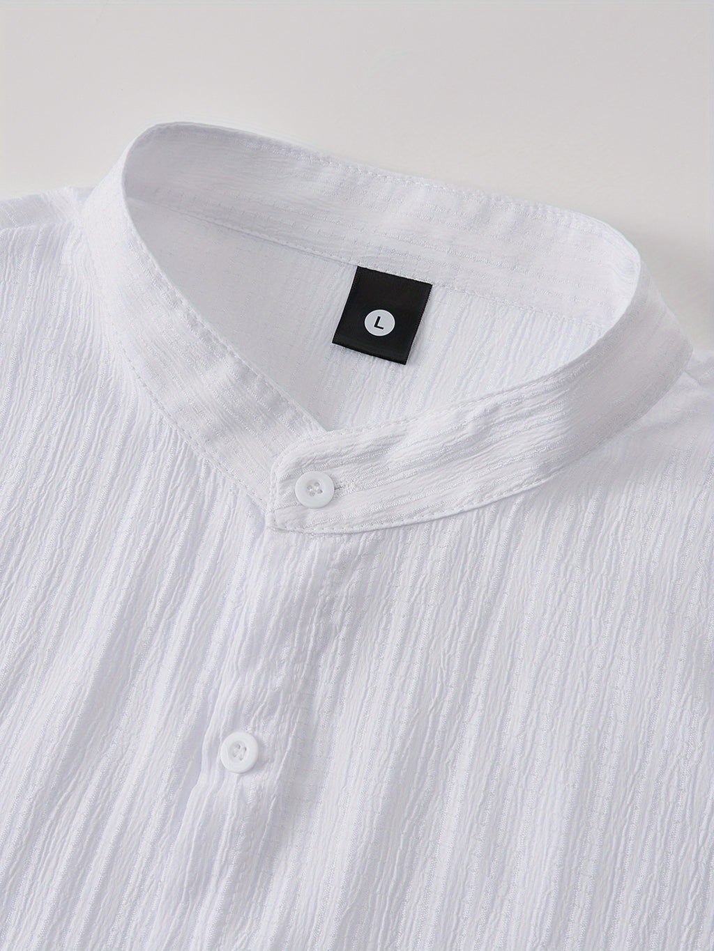 Men'S Autumn And Summer Shirts - Easy Button- Front, Breathable Stand-Collar Dress Shirt Suitable for Office, Formal Occasions, And Casual Wear - Easy-Care Machine-Washable White Top - White