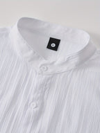Men'S Autumn And Summer Shirts - Easy Button- Front, Breathable Stand-Collar Dress Shirt Suitable for Office, Formal Occasions, And Casual Wear - Easy-Care Machine-Washable White Top - White