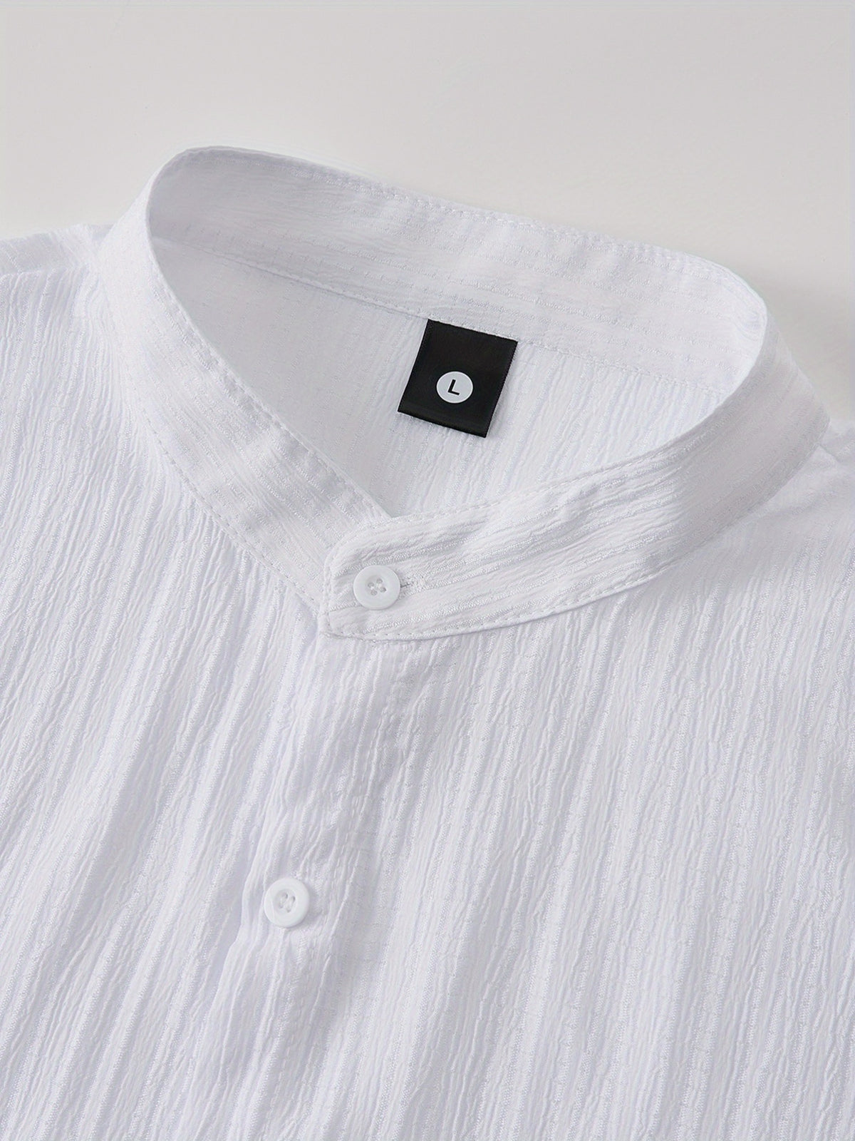 Men'S Autumn And Summer Shirts - Easy Button- Front, Breathable Stand-Collar Dress Shirt Suitable for Office, Formal Occasions, And Casual Wear - Easy-Care Machine-Washable White Top - White