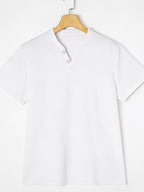 Men's Summer Linen T-Shirts 2pcs, Breathable Soft V-Neck Henley Short Sleeve Shirts, Loose Casual Beach Yoga Tops, Trendy Mens Casual Wear - White+Green