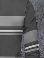Men'S Color-Block Striped Long Sleeve Shirt, Casual Patchwork Design Fashion Men'S Top - Mixed Color 1
