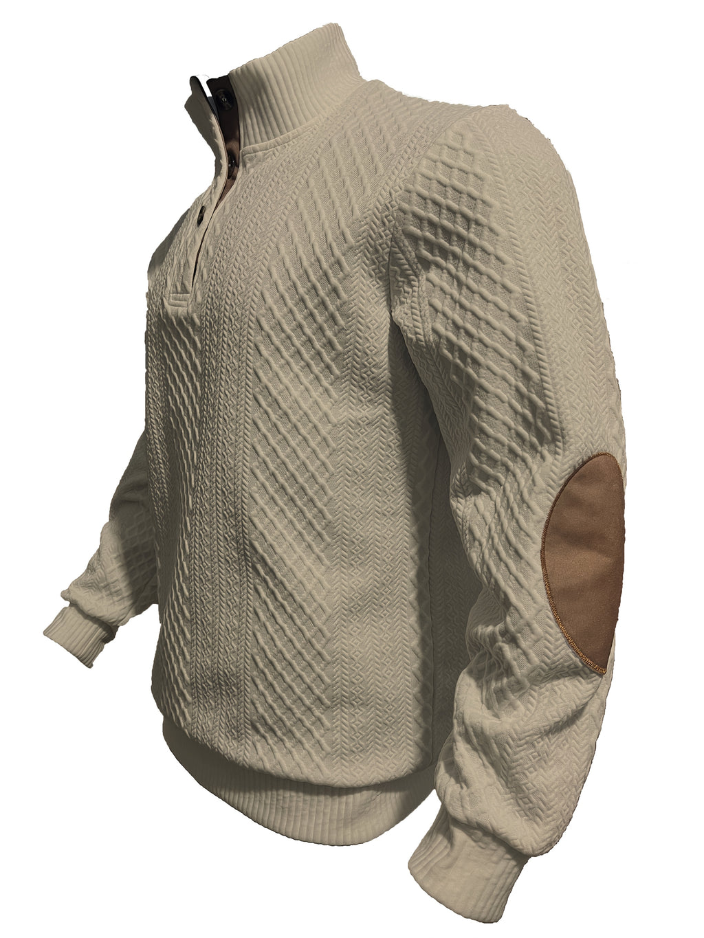 MILANO Italian Stand Collar Men'S Sweater Autumn Winter Jacquard Diamond Check Business Casual Half-Button Pullover, Knit - Khaki