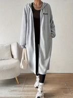 Women'S Fashion Color Block Jacket Zipper Outerwear - Light Grey