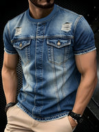 [Print Design - Not Textured] Non-Real Texture, Print Effect Solely, Summer Men'S Casual Short Sleeve T-Shirt - Print Tee, Breathable Round Neck Regular Fit, Machine Washable Summer Top, Cool Men'S Gift, Machine Washable - Mixed colors