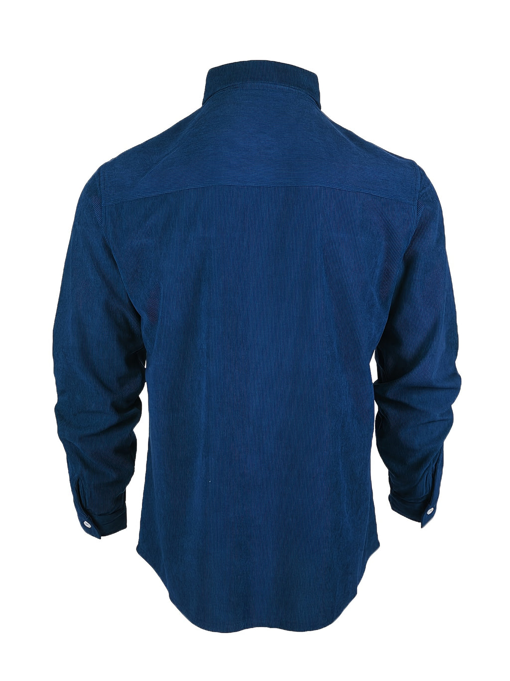 Men'S Retro Corduroy Shirt - Casual Long Sleeve Pocket Shirt, Brown Retro Style Jacket, Suitable for All Seasons, Lapel Design, Loose Fit Suitable for Layering Or Wearing Alone - Blue