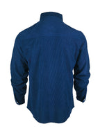Men'S Retro Corduroy Shirt - Casual Long Sleeve Pocket Shirt, Brown Retro Style Jacket, Suitable for All Seasons, Lapel Design, Loose Fit Suitable for Layering Or Wearing Alone - Blue