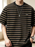Men'S Casual Loose T-Shirt, Trendy Pattern, Casual Loose T-Shirt for Men, Trendy Retro Fashionable Cool, Suitable for Daily And Formal Wear, Summer Essential Clothing Summer Top, Modern Casual T-Shirt, Smooth Texture Shirt - (Brown)