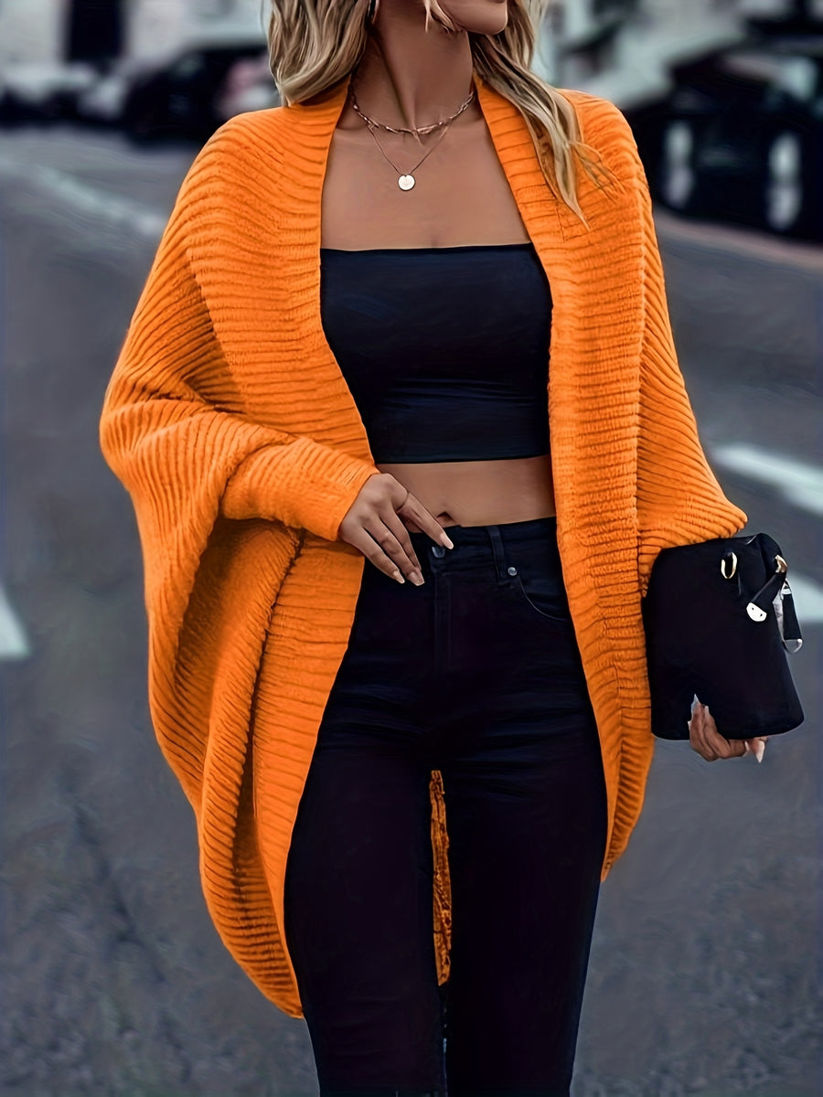 New Autumn And Winter Collection of Popular Casual Fashion Loose And Easy Versatile Elegant Retro Long-Sleeve Shawl Women'S Cardigan Top - Orange