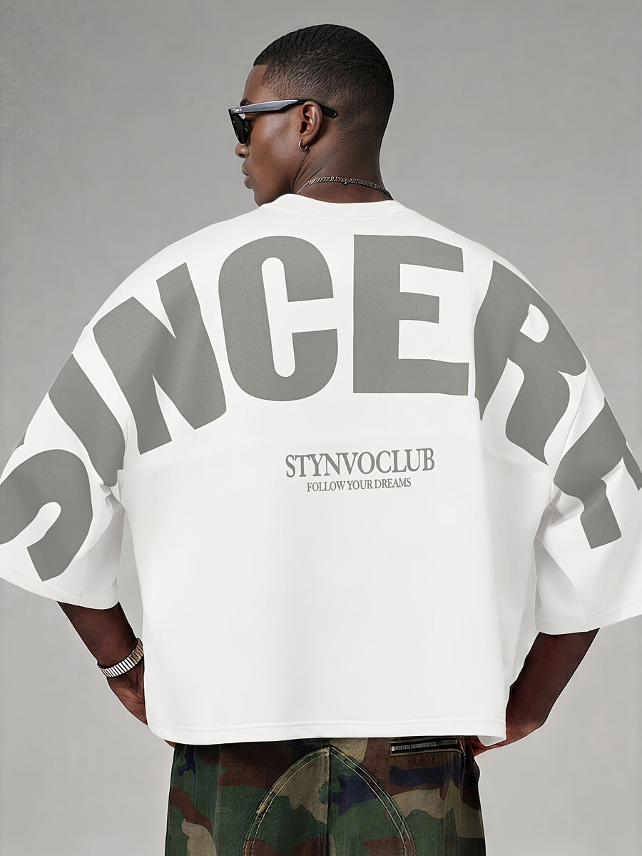 Men's Drop Shoulder Short Sleeve T-Shirt, Loose Fit Urban Style, Crew Neck with Large Letter Print, Non-Textured, Printed Pattern, Spring Summer, Men, Short Sleeves, Daily Wear - Mixed colors