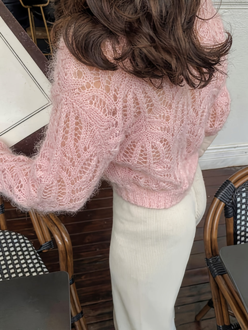 Women'S Cardigan - Single-Breasted Design, Commuting Fashion Choice, Loose Soft And Comfortable, Translucent Fabric, Long Sleeve Style, Casual Autumn And Winter Style, Straight Long Sleeve, Women'S Cardigan Top - Pink Color
