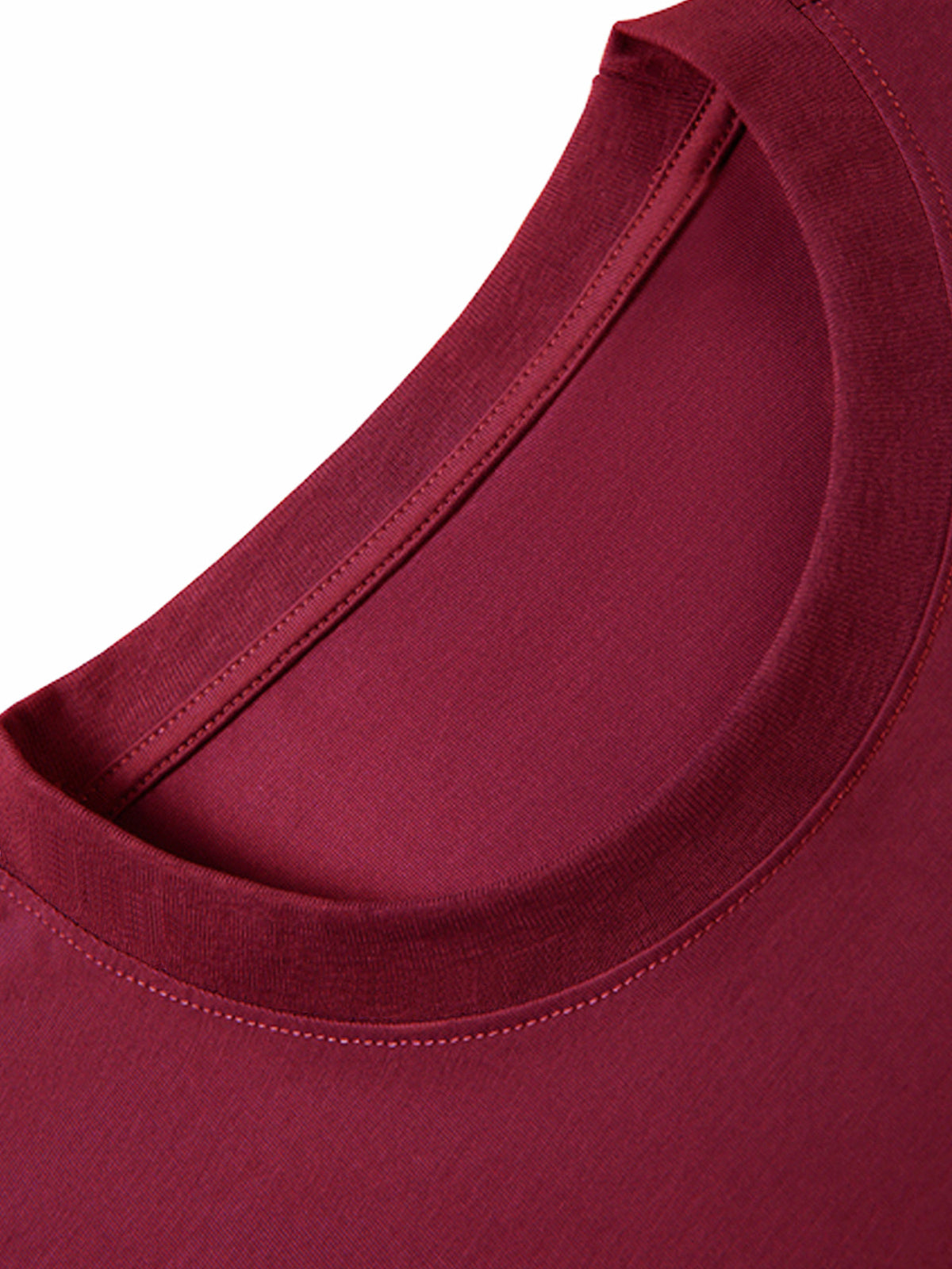 100% Cotton Summer Round-neck Short-sleeve T-shirt, Made of Pure Cotton Fabric, Skin-friendly, Breathable, and Non-stuffy. A Basic Style Suitable for Daily Commutes and Casual Home Wear - Burgundy