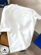 Men'S Casual T-Shirt, Fashionable Round Neck Short Sleeve, WEST COAST California Beach Surfing Pattern, All-Season Versatile, Durable Print Machine Washable Non-Fading, Commute, Streetwear, Campus, Couple Wear - White