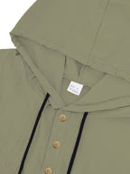 Spring/Autumn Men's Solid Color Half-Zip Hooded Long-Sleeve Single-pc Top, Simple and Comfortable Letter Print Shirt, Streetwear for Outings, Visiting, and Casual Wear - Green