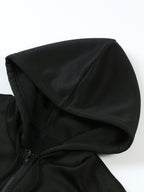 Plus Size - Plus Size - Plus Size Women'S Casual Autumn And Winter Letter Print Sweatshirt, Long Sleeve Pocket Hooded Zip Jacket, Women'S, Hoodie - Black