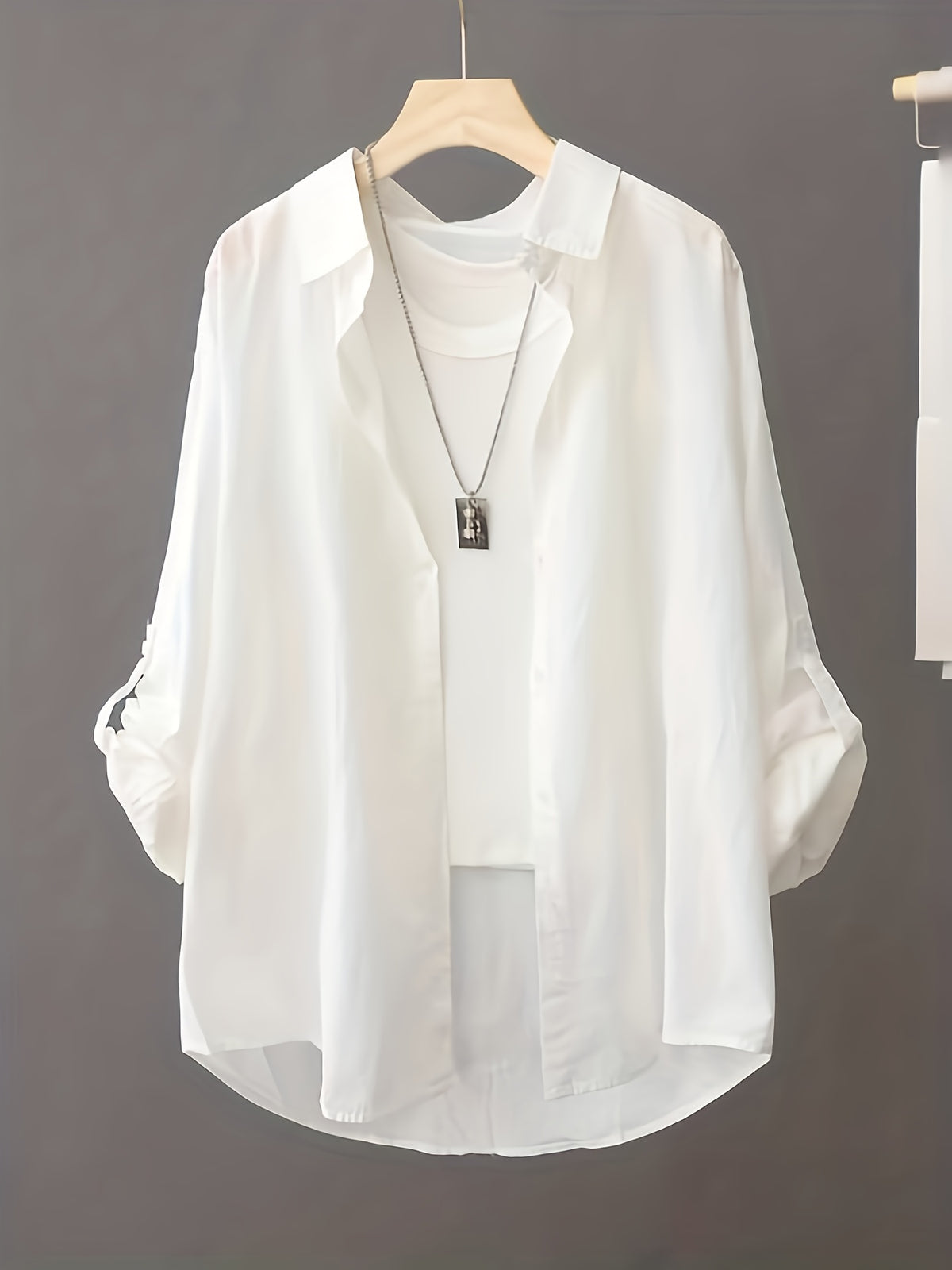 Women's Shirt, Lightweight Comfortable Long Sleeve Shirt, Simple Fashion Versatile Loose Casual Women's Shirt - White