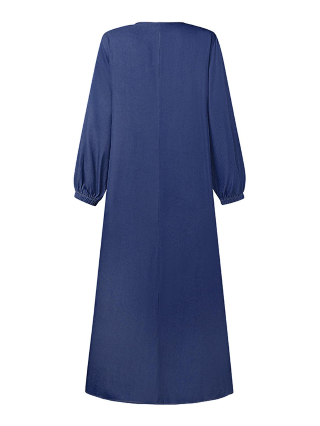Women Street Style Oversized Muslim Kaftan Long Sleeve Round Neck Button-Up Shirt Dress Solid Color Daily Holiday Casual Loose Thin Maxi Dress Long Dresses - Navy Color