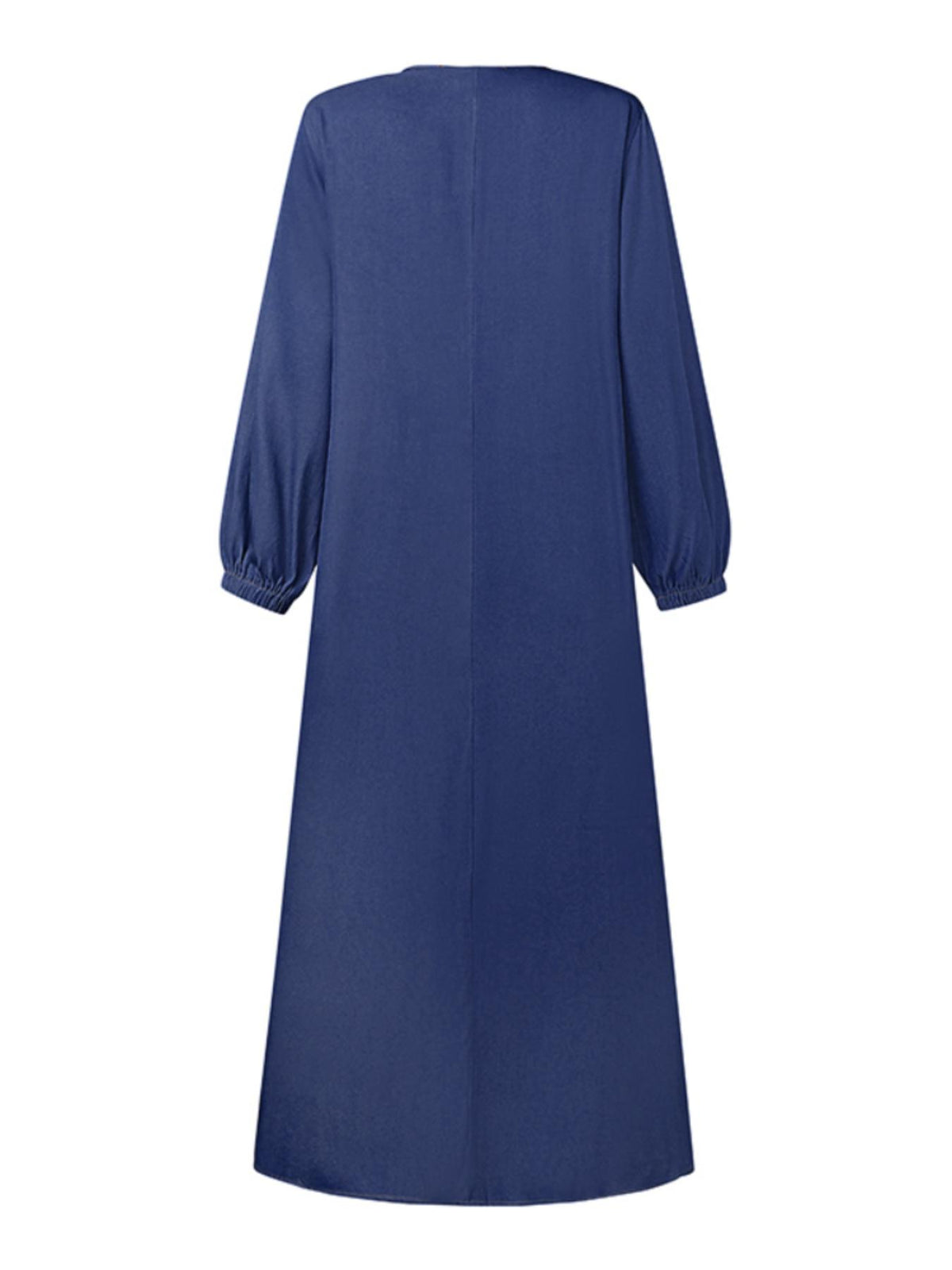 Women Street Style Oversized Muslim Kaftan Long Sleeve Round Neck Button-Up Shirt Dress Solid Color Daily Holiday Casual Loose Thin Maxi Dress Long Dresses - Navy Color