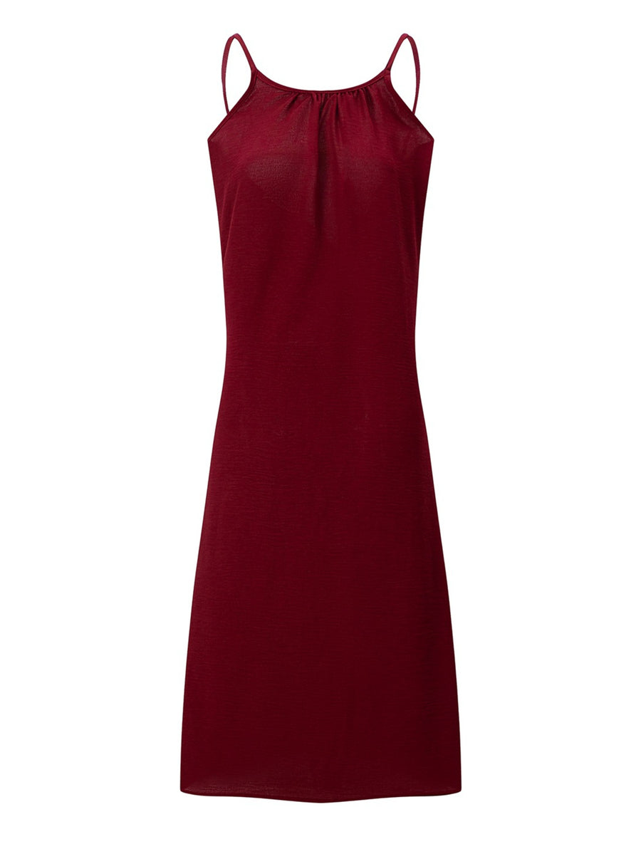 2026 Cross-Border New Women'S Suspender Coat, Backless, Loose Home Wear, Casual Dress - Burgundy
