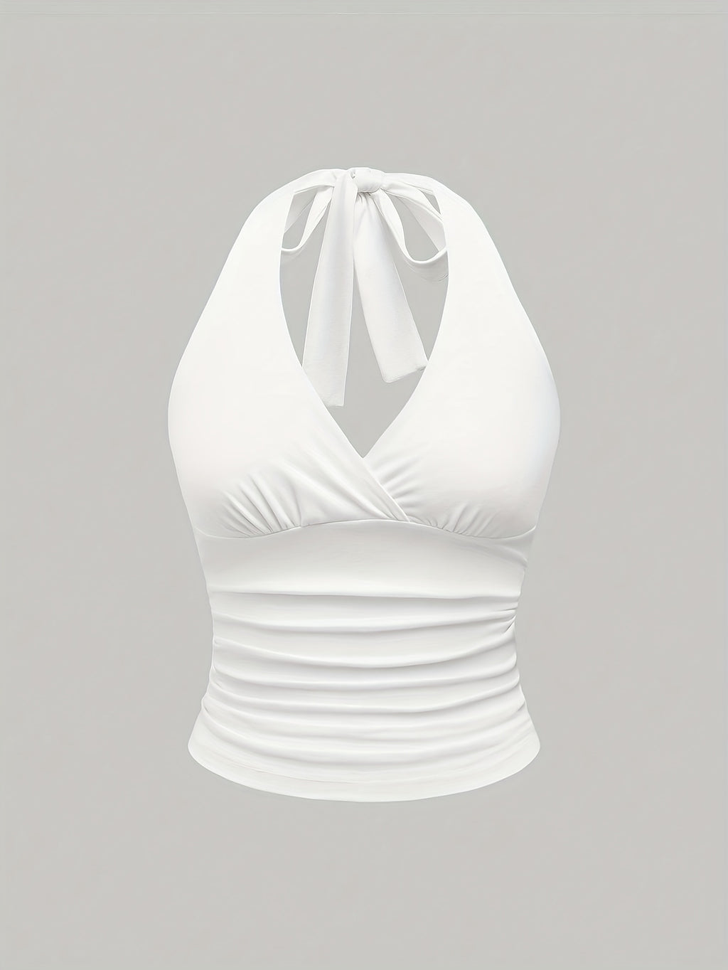 Women's Solid Color Tie-Back Vest Neck Casual Top - White