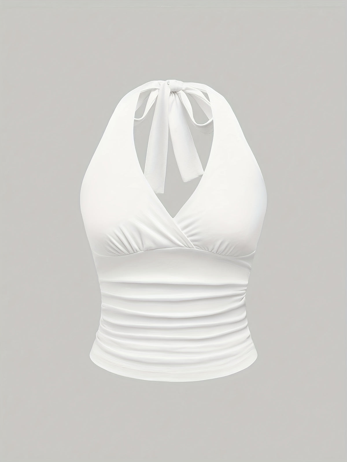 Women's Solid Color Tie-Back Vest Neck Casual Top - White