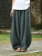 Plus Size Oversized Pocket Design Loose Straight-Leg Pants, Solid Color Minimalist Fashion Style, Suitable for Summer And Spring Wear - Dark Green