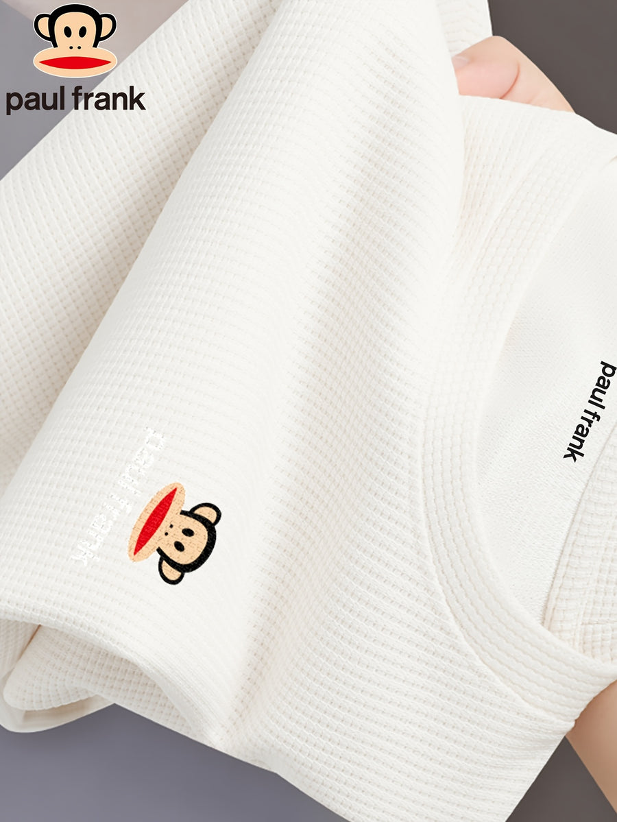 Paul Frank Summer Men'S Versatile Waffle Knit Breathable Short Sleeve T-Shirt - White