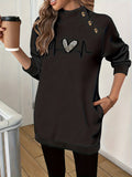 Women's Fashion High-Neck Sweatshirt - Black