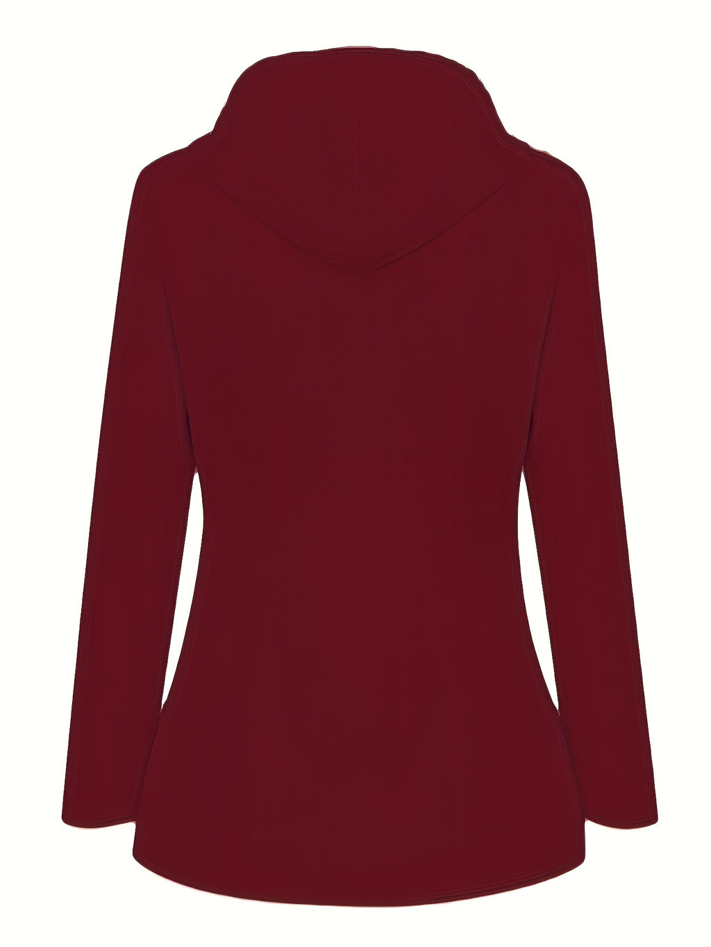 Women's Hooded Autumn/Winter Trench Coat - Burgundy