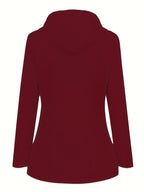 Women's Hooded Autumn/Winter Trench Coat - Burgundy