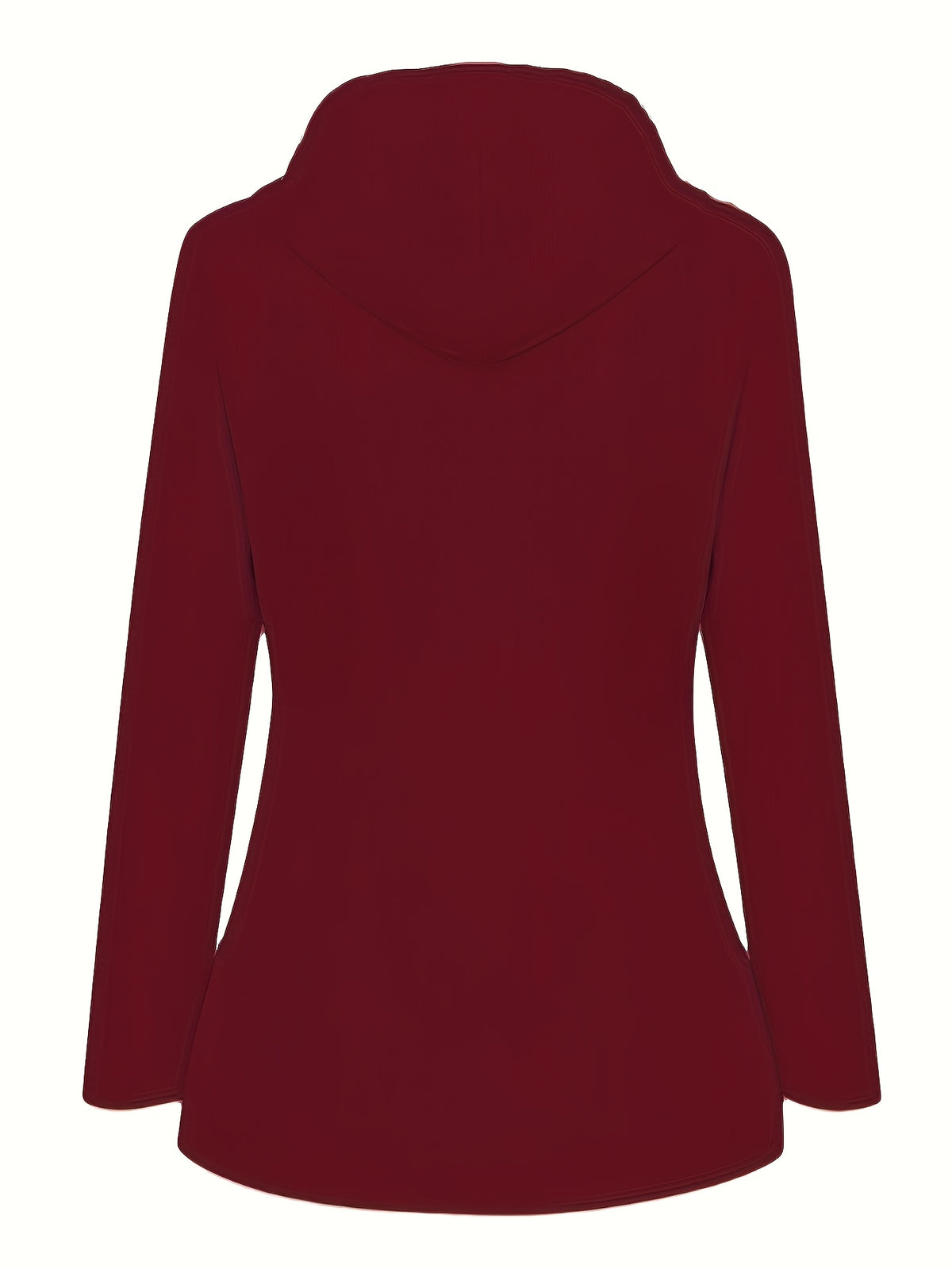 Women's Hooded Autumn/Winter Trench Coat - Burgundy