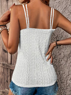 Solid Texture Slit V-Neck Vest, Elegant Style Sleeveless Women'S Cami Top, Women'S Clothing - White