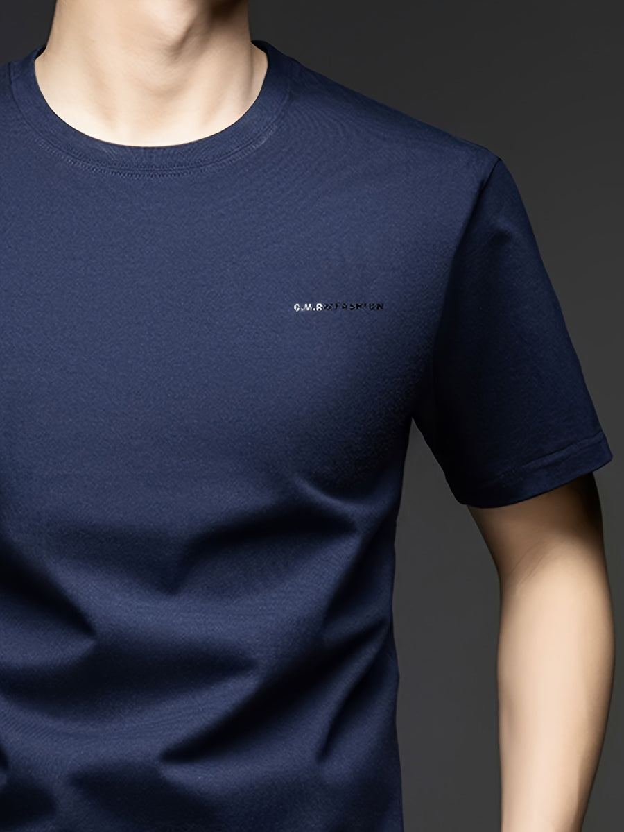 Summer Men'S Short Sleeve T-Shirt, Minimalist Style, Soft And Skin-Friendly Feel, Good Drape And Non-Sheer, Comfortable And Textured, Suitable for Daily Casual/Commuting And Travel - Purplish Blue
