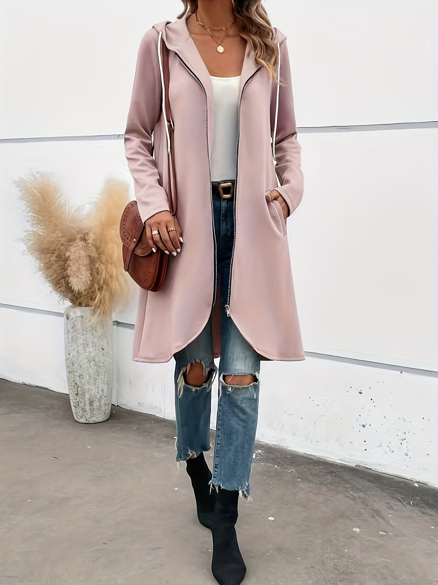 Women'S Fashion Jacket Zip-Up Coat - Pink Color