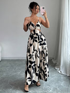 Women'S Floral Fitted Waist Sleeveless Mid-Length Casual Work Dress - Mixed colors