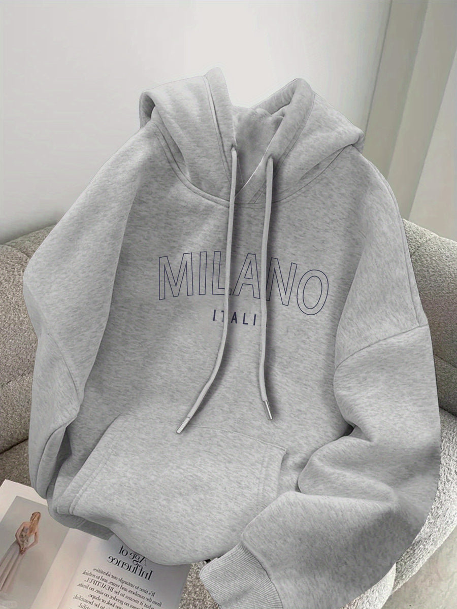 Men's -Lined Hooded Sweatshirt MILANO, Versatile for Autumn and Winter, Sporty, Casual, Comfortable Hooded Sweatshirt - Light Grey