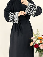 1pc Women'S Arab Robe - Elegant Islamic Dress, Exquisite Embroidered Cuffs, Suitable for Muslim Women, Office, Travel, Religious Ceremonies, Travel Clothing, Loose Fit, Breathable Fabric, Dignified Attire - Black