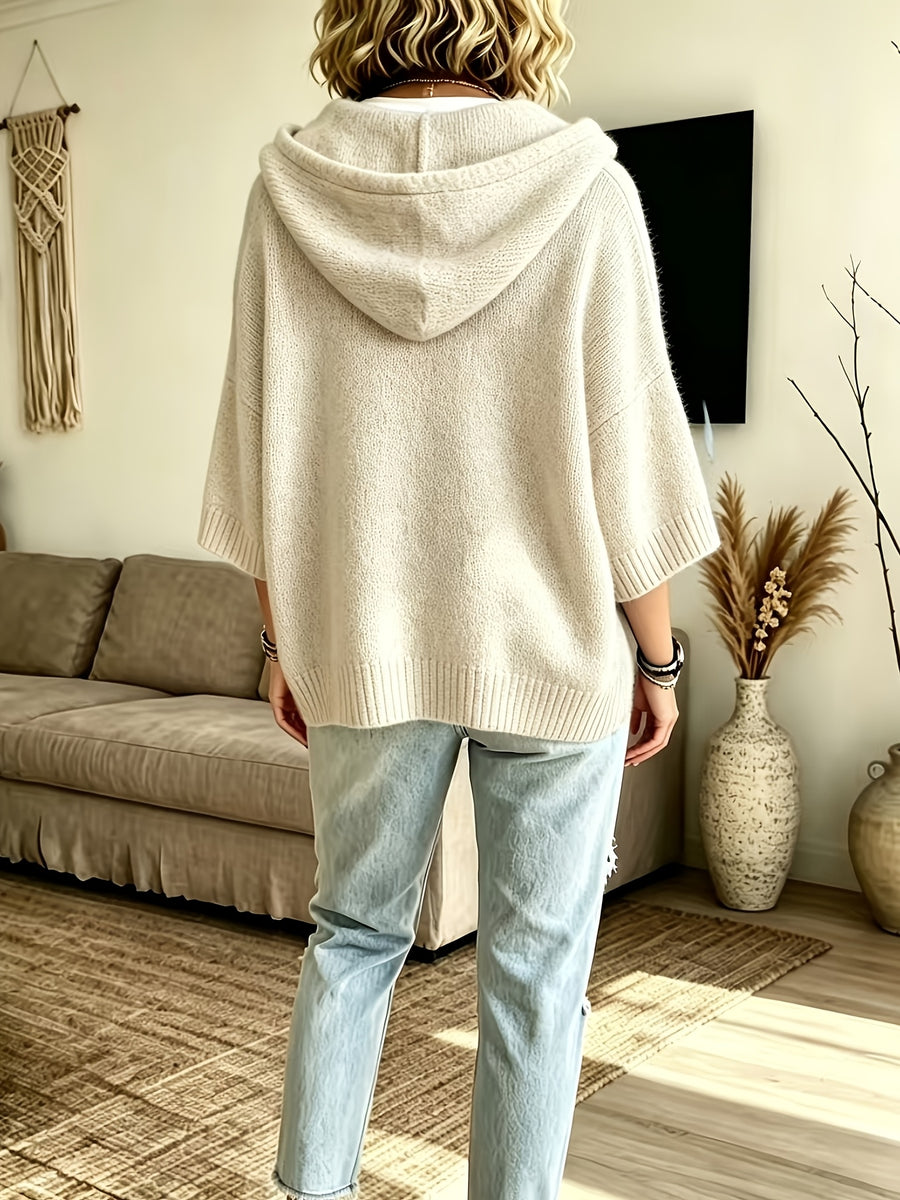 Elegant Casual Pocket Cardigan for Women - Off-white