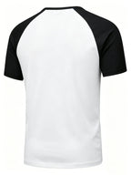 5-Pcs Summer Men'S Short-Sleeve T-Shirt, Raglan Sleeve Henley Shirt, Multi-Color Solid Casual Sports Top, Button-Up Round Neck Shirt - White