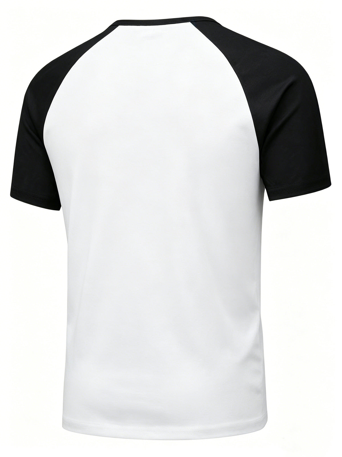 5-Pcs Summer Men'S Short-Sleeve T-Shirt, Raglan Sleeve Henley Shirt, Multi-Color Solid Casual Sports Top, Button-Up Round Neck Shirt - White