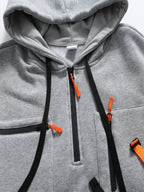 2026 Autumn Winter New Street Men'S Sweatshirt Outdoor Sports Sweatshirt Multi-Pocket Zipper Men'S Casual Print Novelty Hoodie - Light Grey