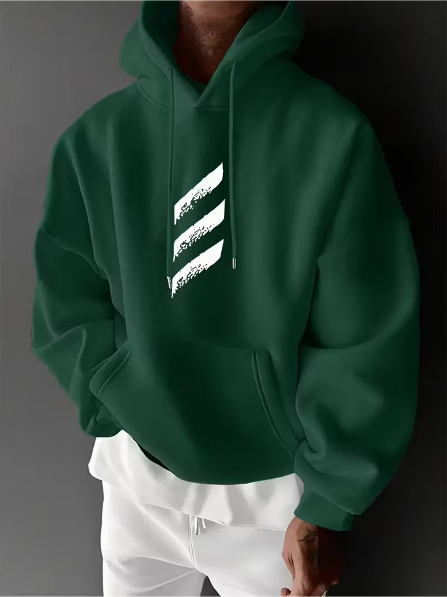 RBWY Unisex Autumn/Winter New Arrival, Fashionable and Trendy -Lined Hooded Couple's Sweatshirt, Casual Drawstring Hoodie, Long Sleeve Hooded Heat-Transfer Print Japanese Sweatshirt, Trendy Letter Print - Dark Green