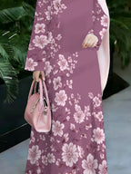 Muslim Women's Long Dress, Middle Eastern Traditional Cultural Clothing with Digital Print, Digital Print Excludes Headscarf Accessory - Mixed colors