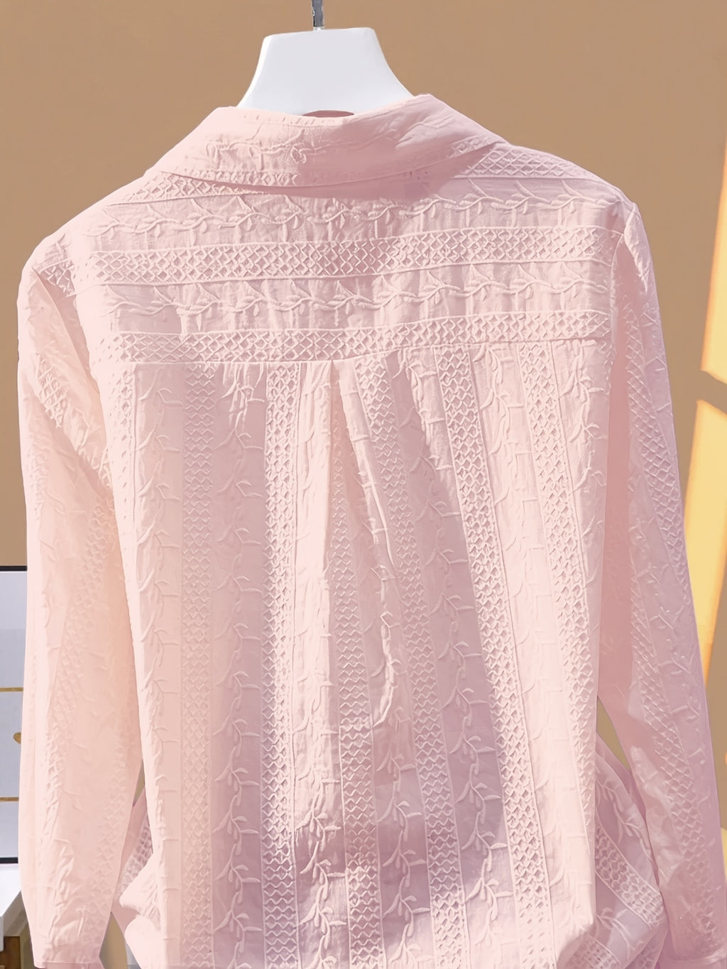 Fashionable and Versatile Polo Collar Shirt for Women, New Spring/Autumn Casual Simple Embroidered Base Layer Top - Light Pink Color