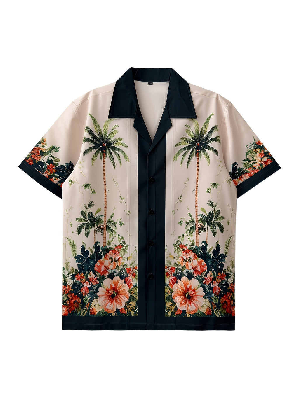 Summer Vacation Casual Shirt, Men'S Shirt, Print, Hawaiian Style, Beach Shirt, Casual Outing, Easy, Fashionable - Apricot
