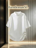 Men'S Summer Striped Half-Zipper Short Sleeve T-Shirt Trendy Brand Loose Casual Breathable Short Sleeve Top - White
