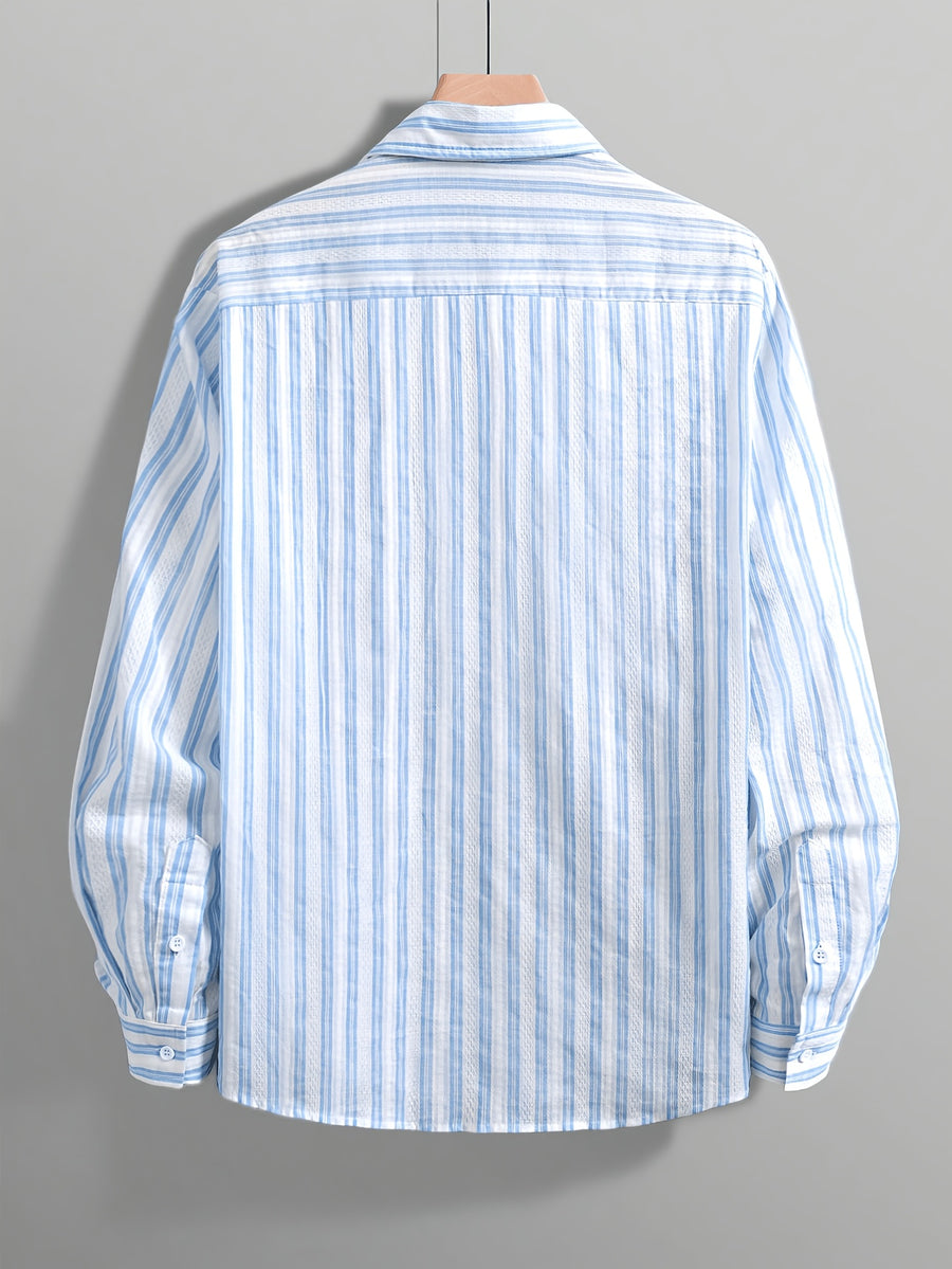 [Printed Design - Not Textured] Men'S Easy Striped Casual Shirt - Spring Summer Thin Loose Comfortable Daily Commute Street Fashion Versatile Top - Men'S Trendy Temperament Cool Korean Style - Mixed colors