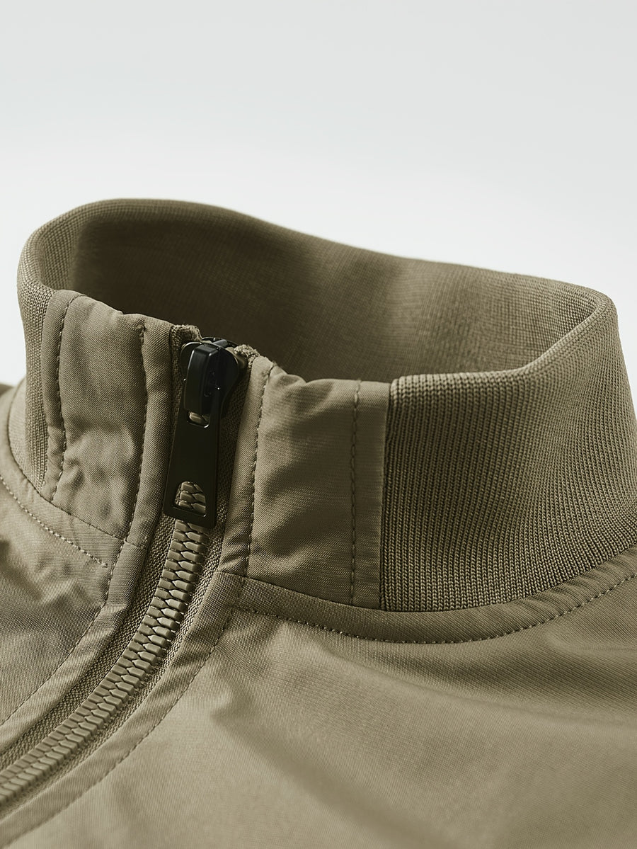 Outdoor Casual Loose Top Stand Collar Men'S Spring Autumn Men'S American 3D Pocket Flight Jacket Baseball Uniform Work Jacket Men - Khaki
