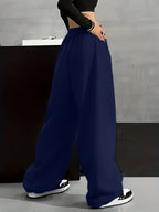 Autumn And Winter Fashion Casual Women'S Fleece Trousers, Monochrome Tunic Trousers, Casual Loose Sweatpants, Women'S Fashion - Navy Color