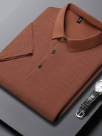 3pcs Set Upon Arrival, Men'S Summer Quick-Drying Breathable Polo Shirt, Commute Lapel Casual Top - Coffee Color